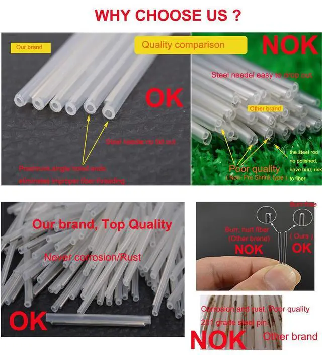 Alt view image 6 of 7 - Preshrunk Fiber Optic Fusion Splice Protection Sleeves Splicing Protector Heat Shrink Tube Clear Single Fiber, OD2.5mm 60mm(L) After Shrinking 400PCS