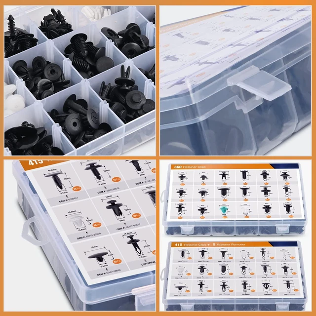 Alt view image 7 of 7 - 820Pcs Car Push Retainer Clips & Auto Fasteners Assortment, 36 Sizes Nylon Bumper Fender Rivets with Remover for Ford GM Toyota Honda Chrysler BMW Benz Nissan Subaru Audi Mazda