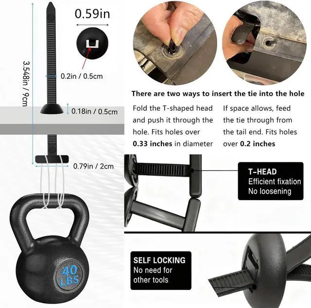 Alt view image 2 of 6 - Nylon Universal Cable Tie Buckle,Heavy Duty Black Zip Ties With Pin & Button Design Plastic Cable Ties Tool Fasteners Car Body UV Resistant Zipties for Car Daily Replacement Screw Fixing 200pcs