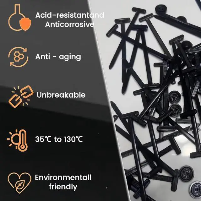 Alt view image 4 of 6 - Nylon Universal Cable Tie Buckle,Heavy Duty Black Zip Ties With Pin & Button Design Plastic Cable Ties Tool Fasteners Car Body UV Resistant Zipties for Car Daily Replacement Screw Fixing 200pcs