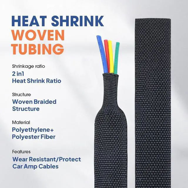 Alt view image 2 of 7 - 2 to 1 Heat Shrink Abrasion Resistant Woven Tubing 1" ID-216inch