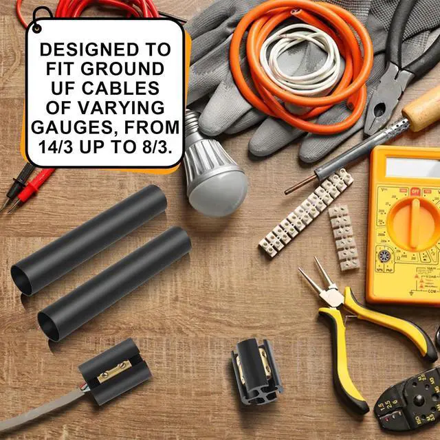 Alt view image 5 of 6 - 4-Pack Waterproof Underground Wire Splice Kit for 14/3 to 8/3 UF Cables - 600V Direct Burial with Heat-Shrink Connectors & Tubes, Heavy-Duty Electrical Repair