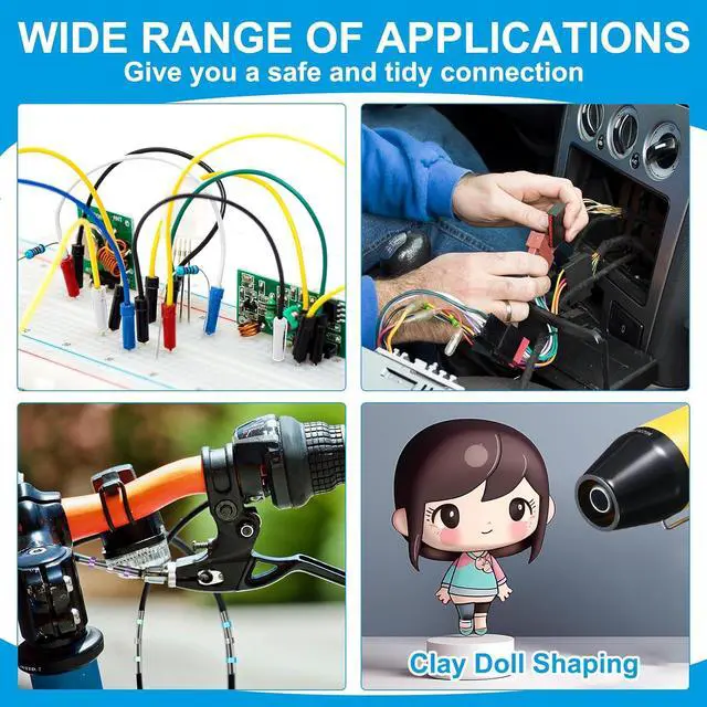 Alt view image 7 of 7 - 400 Pcs Heat Shrink Solder Seal Wire Connectors Kit with Heat Gun Waterproof Electrical Wire Connectors and 180 Pcs 3: 1 Tubing for Automotive, Marine, Wiring Repair(Multicolor)