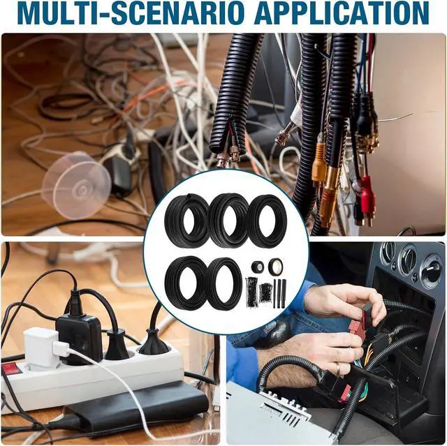 Alt view image 6 of 6 - Automotive Wire Loom Kit, Split PP Corrugated Tubing Assortment with Heat Shrink Tubing, Electrical Tape & Cable Ties,Complete Vehicle Wire & Hose Protection, for Car, Truck, Trailer, RV, UTV