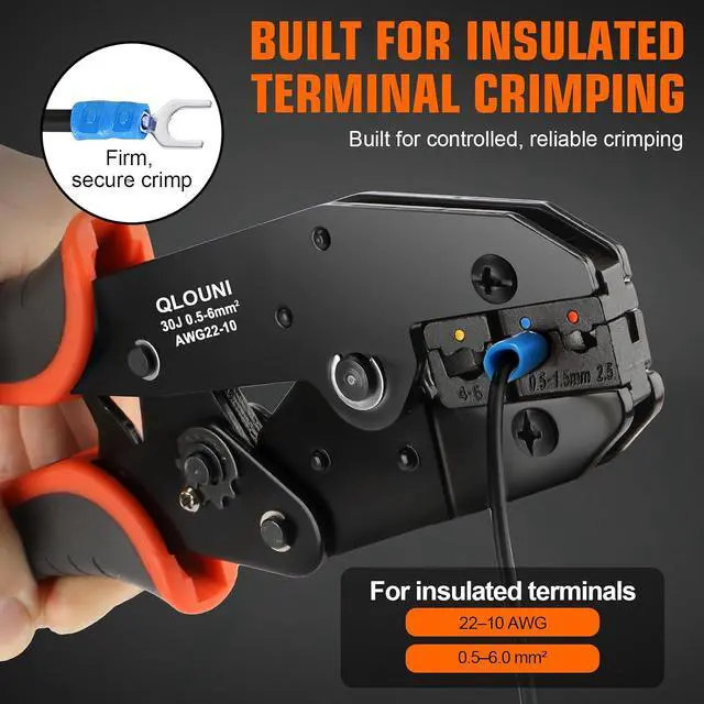 Alt view image 5 of 7 - 1242PCS Wire Terminal Crimping Tool Kit, 840PCS Insulated Connectors, 400PCS Heat Shrink Tubing, Ratcheting Crimper, Wire Stripper Cutter, 22-10 AWG