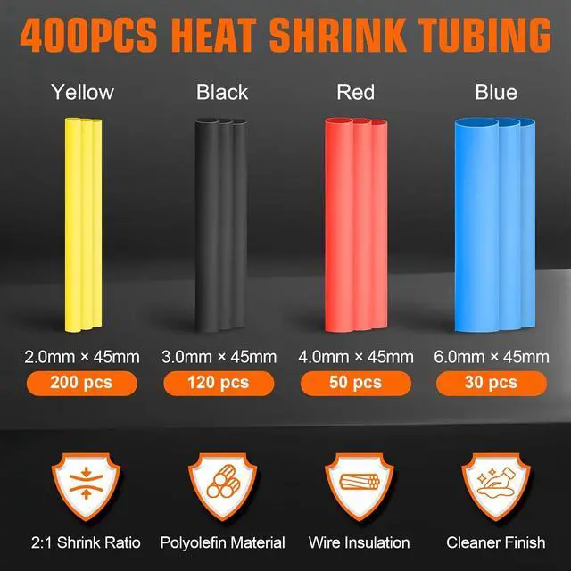 Alt view image 7 of 7 - 1242PCS Wire Terminal Crimping Tool Kit, 840PCS Insulated Connectors, 400PCS Heat Shrink Tubing, Ratcheting Crimper, Wire Stripper Cutter, 22-10 AWG