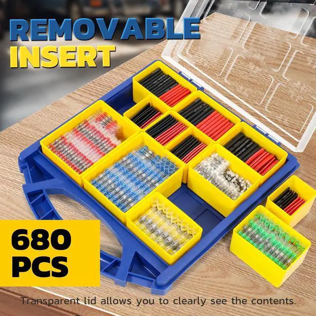 Alt view image 2 of 7 - 680PCS Heat Shrink Solder Seal Connectors Set with Tubing,Waterproof Electrical Connectors and 3:1 Shrinking Tube for Marine,Automotive,Wiring Projects