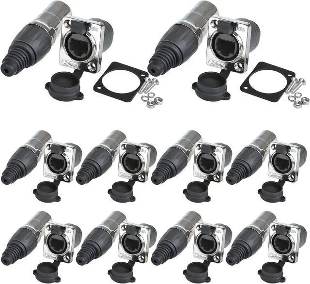Main image of Panel Mount RJ45 Cat6 Connector(10PCS RJ45 Connector+10PCS Round)