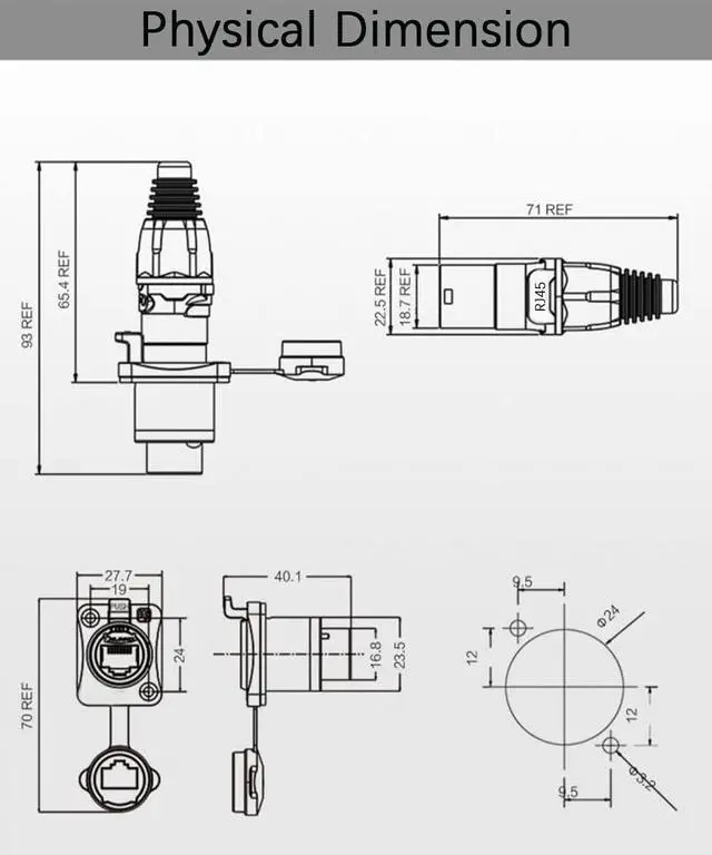 Alt view image 4 of 7 - Panel Mount RJ45 Cat6 Connector(10PCS RJ45 Connector+10PCS Round)