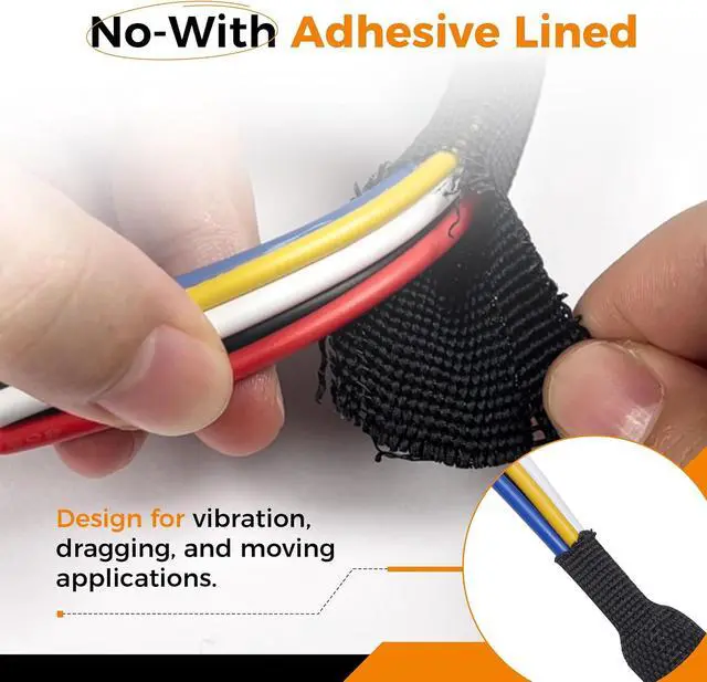 Alt view image 6 of 7 - Black 2:1 Ratio Automotive Heat Shrink Braided Sleeving,Wear-Resistant Flat Woven Shrinkable Sleeve Fabric Car Cable Wires Hoses Protection (1/4"-26ft)