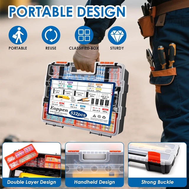 Alt view image 2 of 7 - 532Pcs Heat Shrink Tubing & Solder Seal Wire Connector Kit, 26-6 AWG Waterproof Connectors with Mini Heat Gun for Marine Electrical