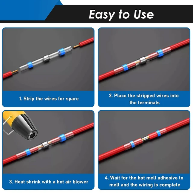 Alt view image 6 of 7 - 532Pcs Heat Shrink Tubing & Solder Seal Wire Connector Kit, 26-6 AWG Waterproof Connectors with Mini Heat Gun for Marine Electrical