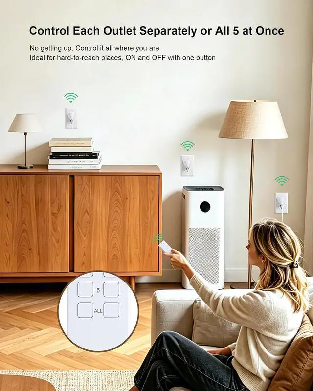 Alt view image 3 of 7 - Wireless Remote Control Outlet with Portable Magnetic Switch