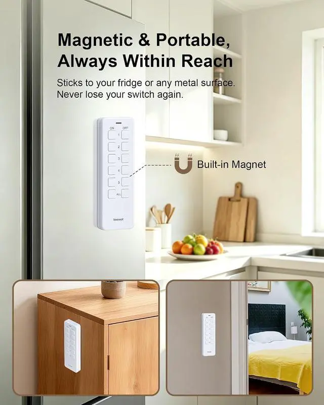 Alt view image 4 of 7 - Wireless Remote Control Outlet with Portable Magnetic Switch