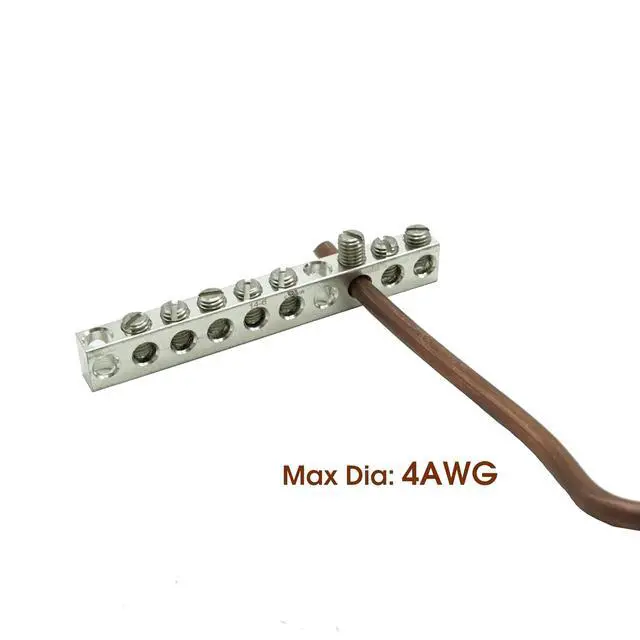 Alt view image 2 of 5 - -UL Certified 8 Terminal Ground Bar Kit, Max Wire Dia 4AWG (10)