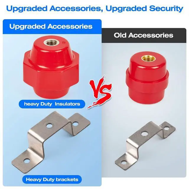 Alt view image 5 of 7 - 12" Heavy-Duty Copper Ground Bar Kit,Grounding Bus Bar,with 24 x 0.41 Holes & Slots and 2 x 2 Standoff Insulators Made from UL Recognized Material,2500V