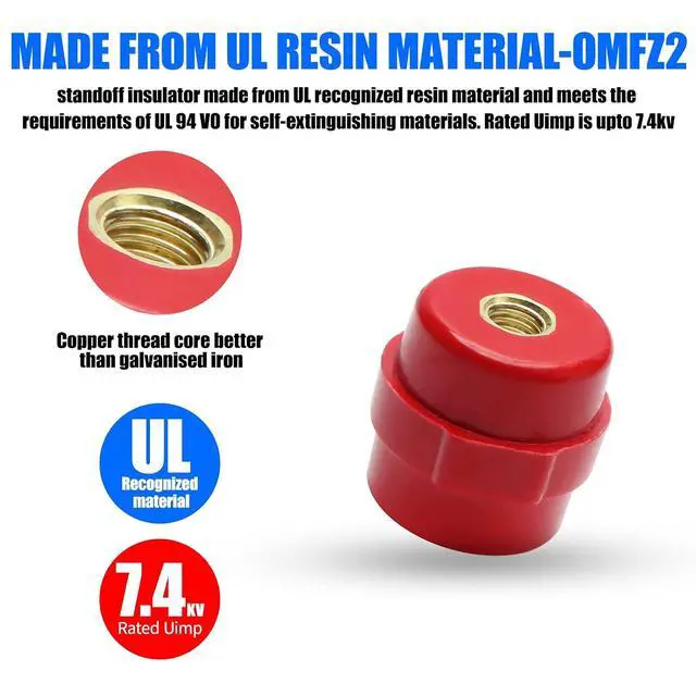 Alt view image 5 of 7 - Wall Mounted Copper Grounding Bar Kit, Copper Bus Bar 0.16"x 2.36"x 7.8" Ground Bus Bar with 10 Terminal Positions, UL Recognized SM40 Insulators Rated Uimp up to 6KV