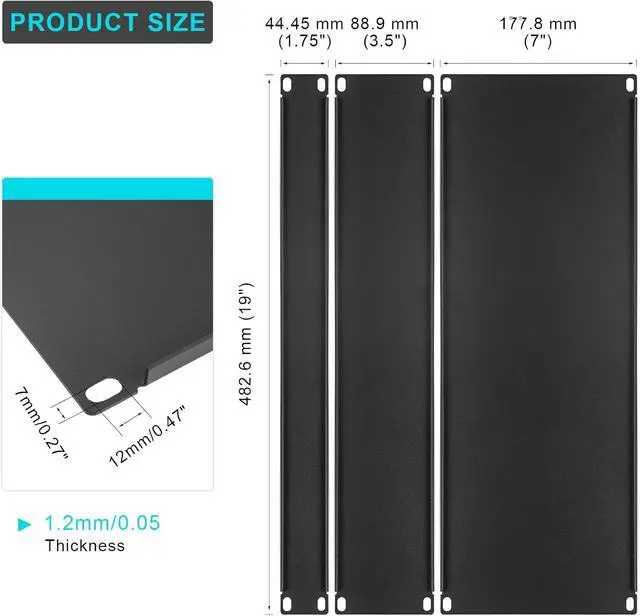 Alt view image 2 of 6 - 6 Pcs 1U,2U,4U Blank Panel Metal Rack Mount, 19 Inches, Filler Panel Mount Spacer Rack Blanking Panel Kit for Enclosure Server Rack Cabinet Black