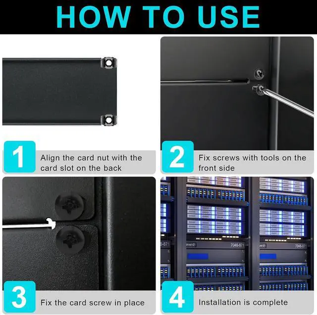 Alt view image 5 of 6 - 6 Pcs 1U,2U,4U Blank Panel Metal Rack Mount, 19 Inches, Filler Panel Mount Spacer Rack Blanking Panel Kit for Enclosure Server Rack Cabinet Black