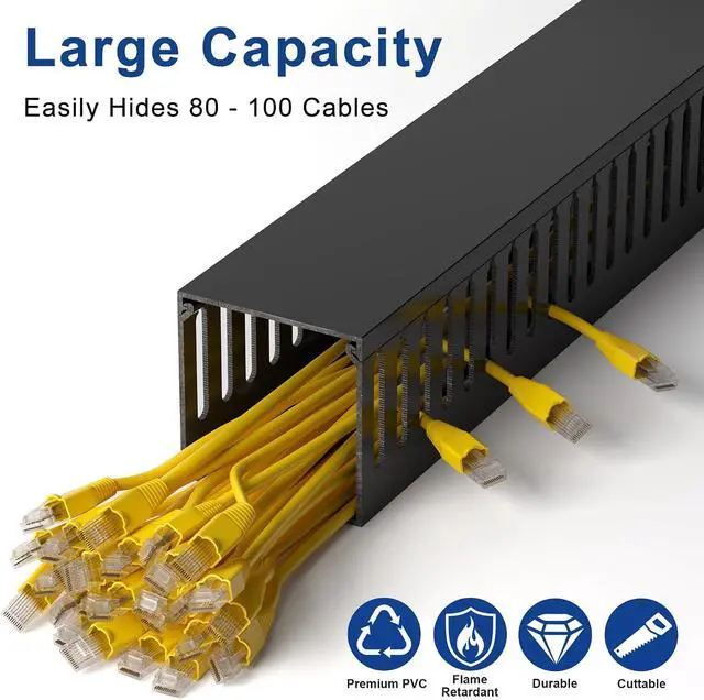 Alt view image 3 of 6 - 3"H x 3"W Cable Raceway, 6ft Under Desk Wire Management Channel Black