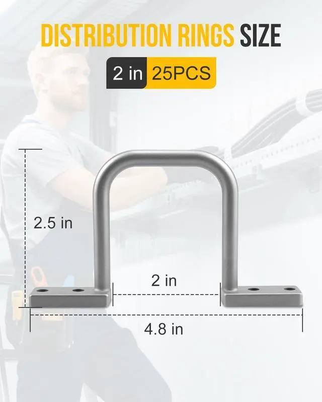 Alt view image 6 of 6 - 25 Pcs 2 Inch Distribution Rings Aluminum D Ring for Sorting Out Electric Cables, Cable Management, for Commercial and Residential Use, Silver