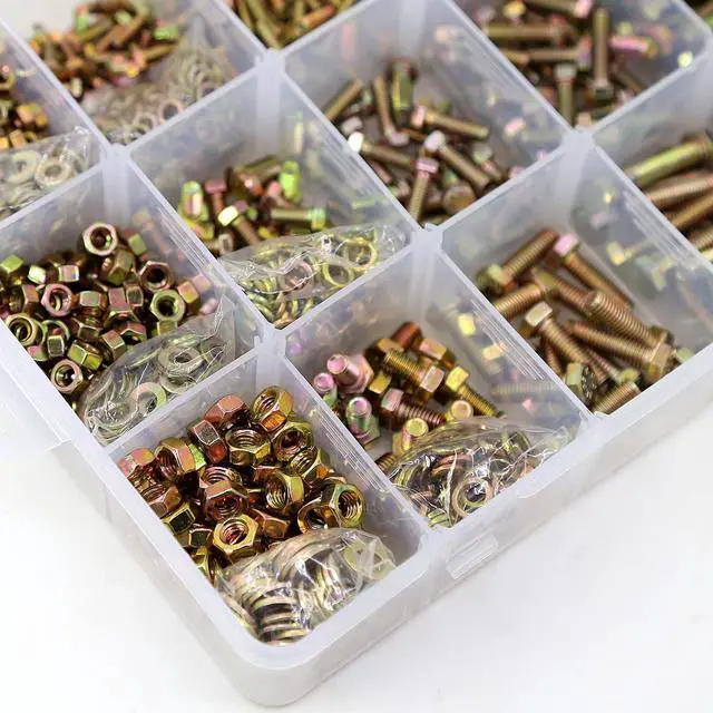 Alt view image 5 of 7 - 1600PCS M4 M5 M6 Grade 8.8 Heavy Duty Bolts and Nuts Flat & Lock Washers Assortment Kit Includes 15 Most Common Sizes