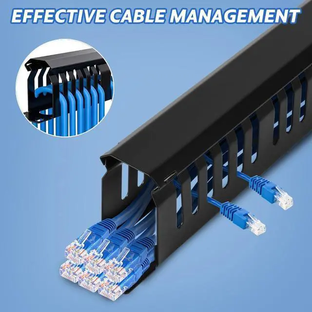 Alt view image 4 of 7 - 4 Pack 19 Inch 1U Server Rack Cable Management -24 Slot Horizontal Rack Mount Cable Manager with Rack Screws - Cable Raceway Wire Duct Channel Track Cord Organizer with Cover for Server Rack & Cabinet