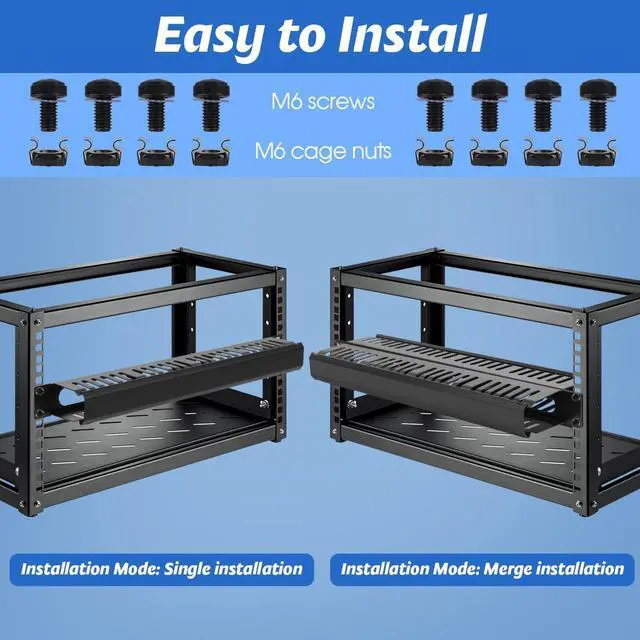 Alt view image 5 of 7 - 4 Pack 19 Inch 1U Server Rack Cable Management -24 Slot Horizontal Rack Mount Cable Manager with Rack Screws - Cable Raceway Wire Duct Channel Track Cord Organizer with Cover for Server Rack & Cabinet