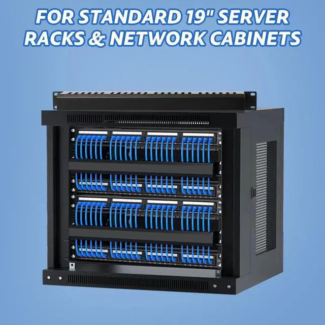 Alt view image 6 of 7 - 4 Pack 19 Inch 1U Server Rack Cable Management -24 Slot Horizontal Rack Mount Cable Manager with Rack Screws - Cable Raceway Wire Duct Channel Track Cord Organizer with Cover for Server Rack & Cabinet