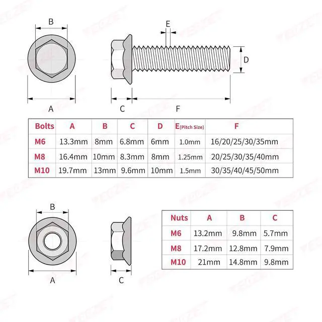 Alt view image 3 of 7 - 245PCS M6 M8 M10 Heavy Duty Flanged Bolts and Nuts Kit,Stainless Steel 304 Metric Flanged Hex Screws Nuts Includes 15 Most Common Sizes