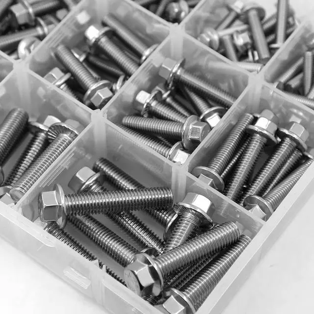 Alt view image 5 of 7 - 245PCS M6 M8 M10 Heavy Duty Flanged Bolts and Nuts Kit,Stainless Steel 304 Metric Flanged Hex Screws Nuts Includes 15 Most Common Sizes