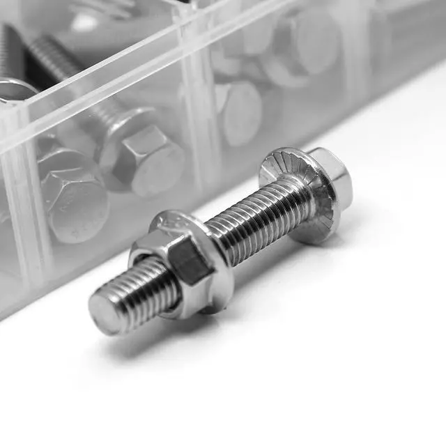 Alt view image 6 of 7 - 245PCS M6 M8 M10 Heavy Duty Flanged Bolts and Nuts Kit,Stainless Steel 304 Metric Flanged Hex Screws Nuts Includes 15 Most Common Sizes