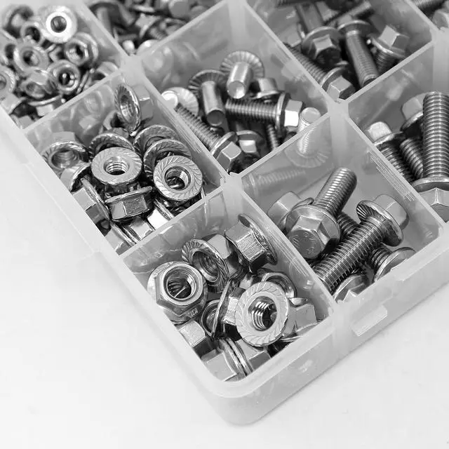 Alt view image 7 of 7 - 245PCS M6 M8 M10 Heavy Duty Flanged Bolts and Nuts Kit,Stainless Steel 304 Metric Flanged Hex Screws Nuts Includes 15 Most Common Sizes