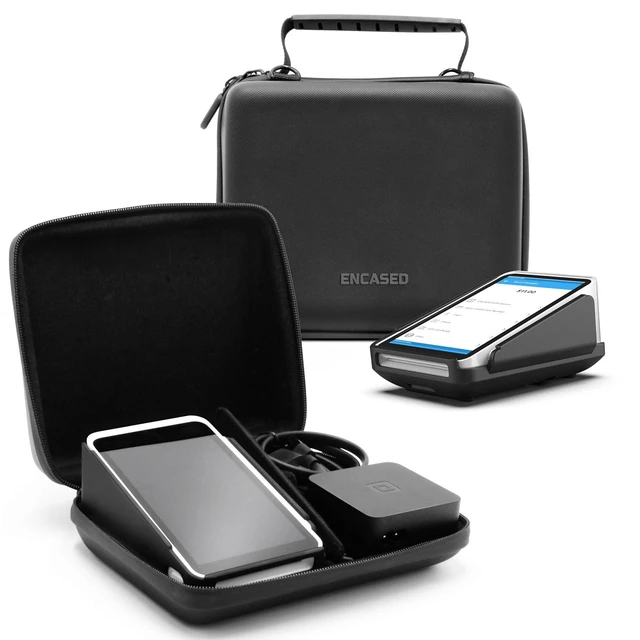 Alt view image 3 of 7 - Square Terminal Carry Case with Screen Protector, EVA Hard Shell Travel Bag with Cover & Tempered Glass Guard, Fits Device, Charger & Accessories (3Pc Set)