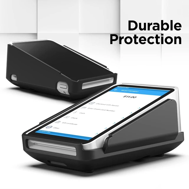 Alt view image 6 of 7 - Square Terminal Carry Case with Screen Protector, EVA Hard Shell Travel Bag with Cover & Tempered Glass Guard, Fits Device, Charger & Accessories (3Pc Set)
