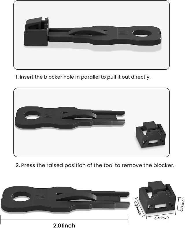 Alt view image 7 of 7 - 100 Pcs RJ45 Port Lock with 10 Key, Locking RJ45 Port/Dust Blocker, RJ45 Dust Cover Cap Female Port Plugs Protector, Compatible RJ45 Port Devices, Black