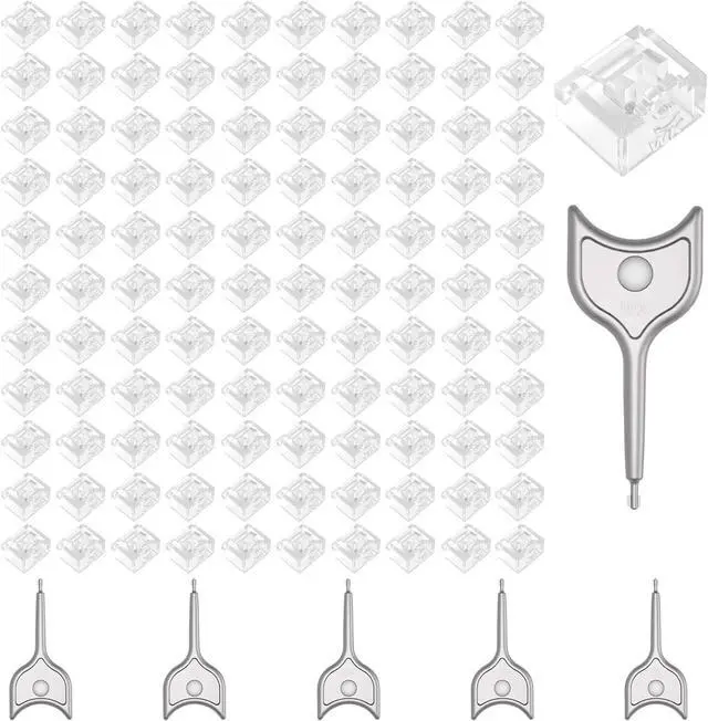 Main image of 100-Pack RJ45 Port Lock with 5 Keys,Security Network Port Lock & Dust Cover,Female RJ45 Connector Blocker Cap Protector for Computers,Servers,Routers & More (Transparent)