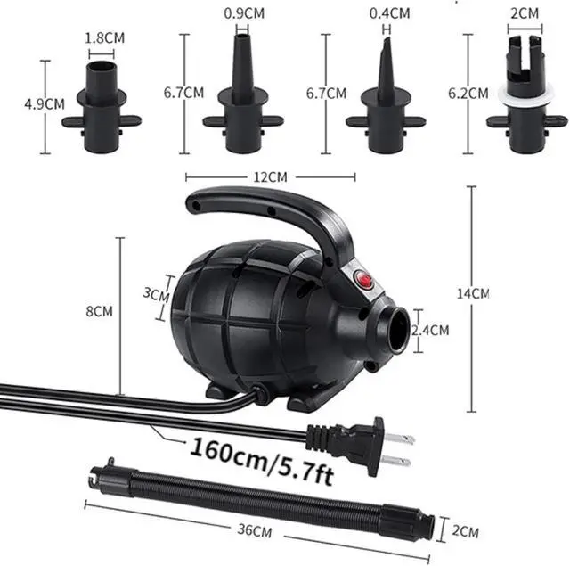 Alt view image 3 of 7 - Air Pump JZ-505, 17000pa 600W High Pressure HighCapacity Multifunction Electric Pump for Inflatables Air Mattress( standard (AC110-120V)), Various Pumps And Accessories