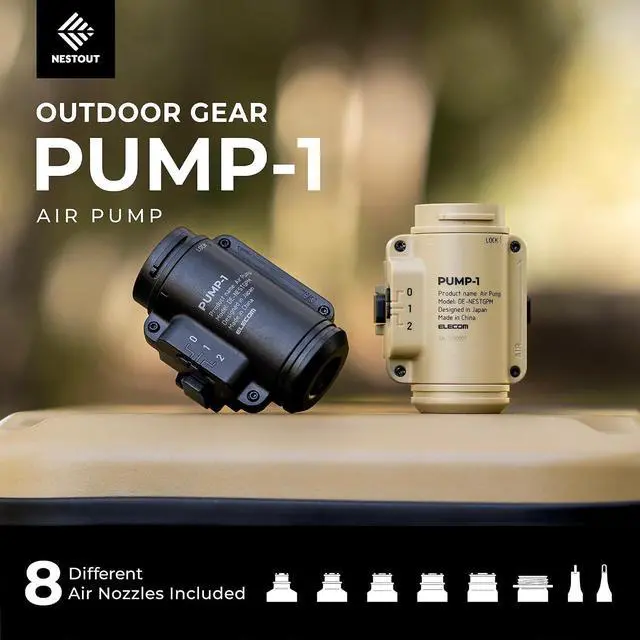 Alt view image 2 of 7 - NESTOUT Pump-1 Air Pump for Camping, Modular Outdoor Inflator for NESTOUT Batteries (Sold Separately), Quiet Dual-Speed Brushless Motor, 8 Nozzles for Mattress, Pads & Floats