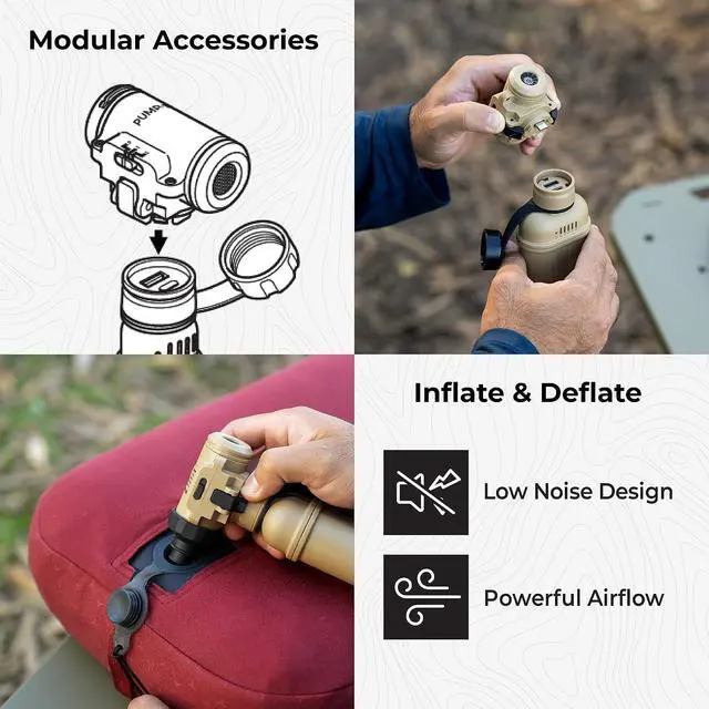 Alt view image 4 of 7 - NESTOUT Pump-1 Air Pump for Camping, Modular Outdoor Inflator for NESTOUT Batteries (Sold Separately), Quiet Dual-Speed Brushless Motor, 8 Nozzles for Mattress, Pads & Floats