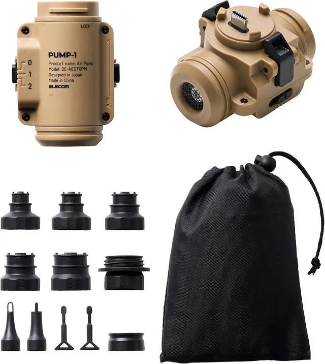 Alt view image 5 of 7 - NESTOUT Pump-1 Air Pump for Camping, Modular Outdoor Inflator for NESTOUT Batteries (Sold Separately), Quiet Dual-Speed Brushless Motor, 8 Nozzles for Mattress, Pads & Floats