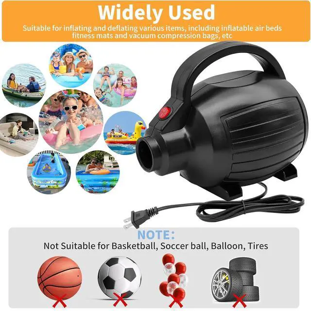 Alt view image 4 of 7 - Electric Air Pump for Inflatables, 600W High Power Quick-Fill Air Pump