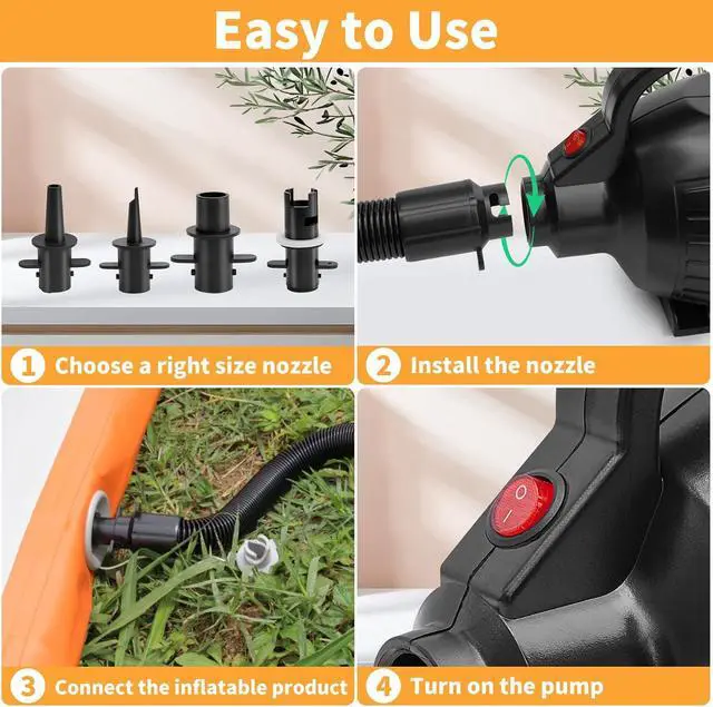 Alt view image 7 of 7 - Electric Air Pump for Inflatables, 600W High Power Quick-Fill Air Pump
