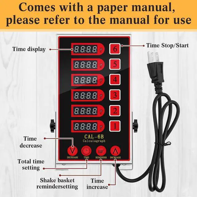Alt view image 3 of 6 - 1 Pack 6 Channel Kitchen Timers for Cooking, Commercial Digital Kitchen Timer with Loud Alarm, Large LCD Display, Restaurant Fryer, Chef, Baking Supplies