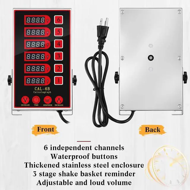 Alt view image 5 of 6 - 1 Pack 6 Channel Kitchen Timers for Cooking, Commercial Digital Kitchen Timer with Loud Alarm, Large LCD Display, Restaurant Fryer, Chef, Baking Supplies