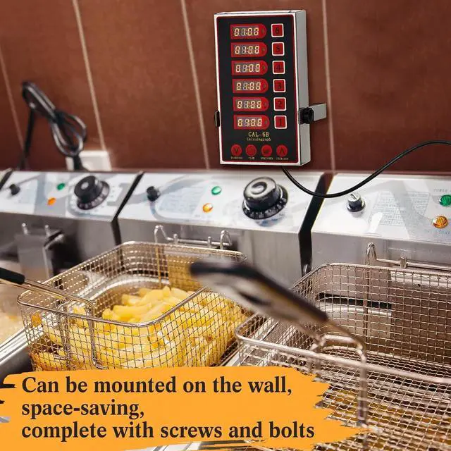 Alt view image 6 of 6 - 1 Pack 6 Channel Kitchen Timers for Cooking, Commercial Digital Kitchen Timer with Loud Alarm, Large LCD Display, Restaurant Fryer, Chef, Baking Supplies