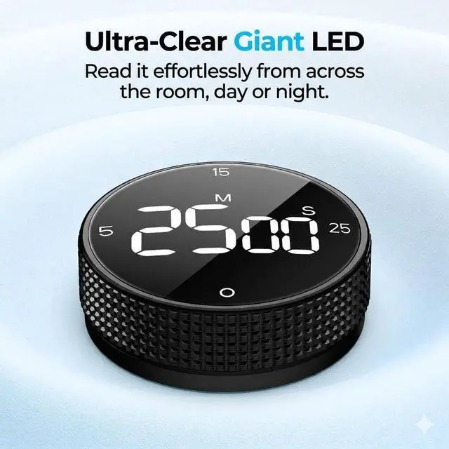 Alt view image 5 of 7 - Rechargeable Magnetic Kitchen Timer for Cooking, Building 800mAh Battery Large Display Digital Countdown Countup Timer, 3 Preset 5/15/25 Mins Loud Alarm for Baking Grilling Studying - 2PCS