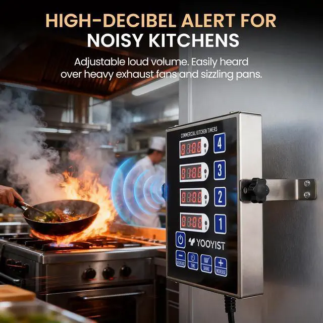 Alt view image 4 of 7 - Precision Kitchen Timers for Cooking 4 Channel Commercial Kitchen Timer Restaurant Kitchen Supplies Stainless Steel Digital LED Chef Cooking Timer Reminder Function, Loud Alarm, Black