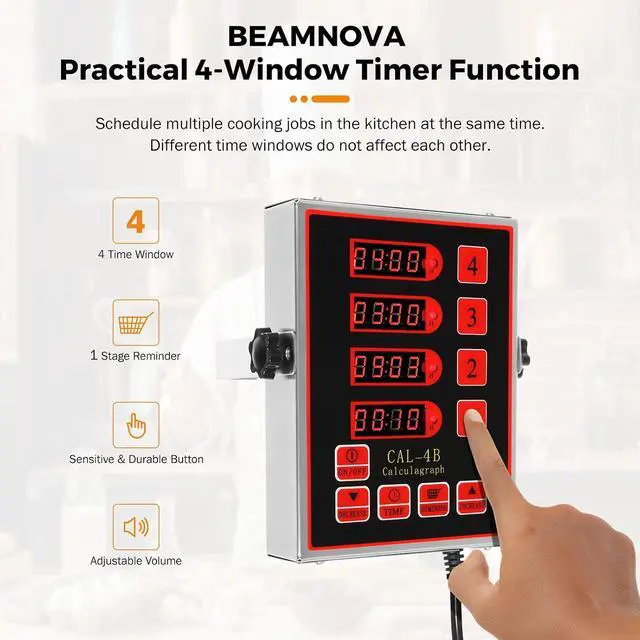 Alt view image 2 of 7 - 4-Channel Kitchen Timer for Restaurant Digital Cooking Timer