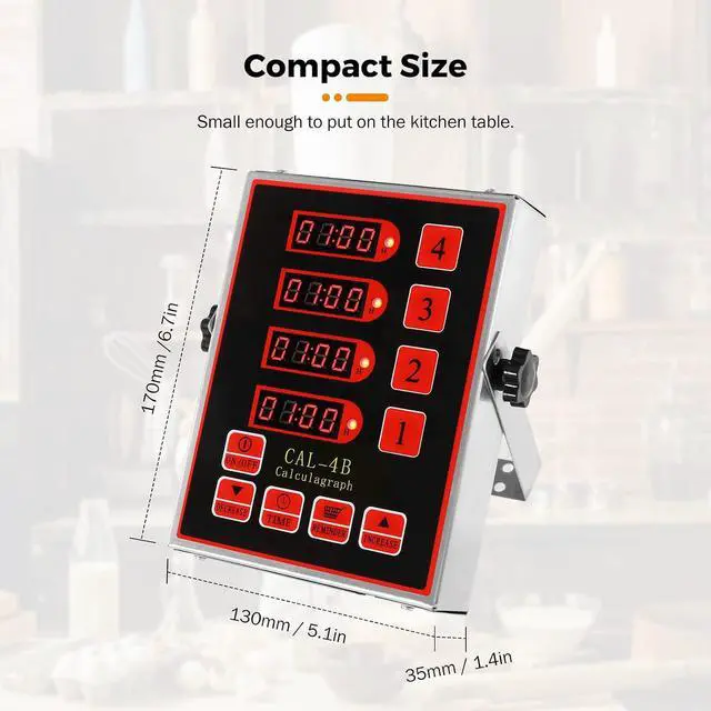 Alt view image 4 of 7 - 4-Channel Kitchen Timer for Restaurant Digital Cooking Timer